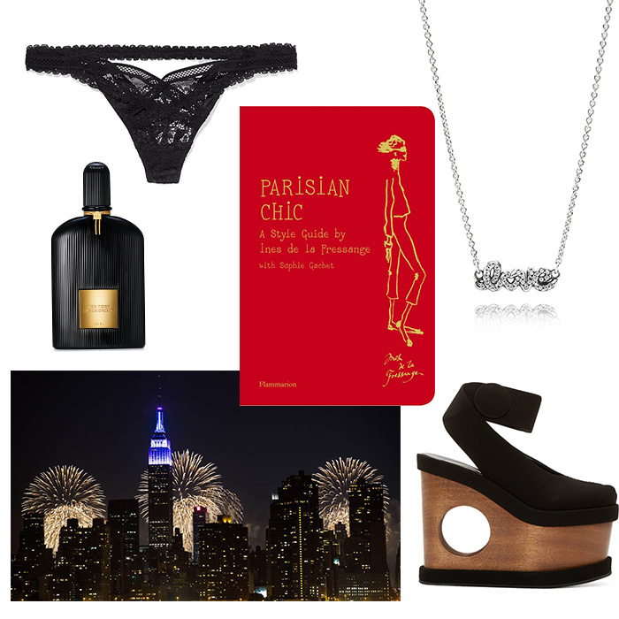 Stella McCartney, Gifts for Her, Valentine's Day gifts for her, Parisian Chic, New York City, Tom Ford Velvet Orchid, Pandora Love Necklace, Victoria's Secret Black Thong