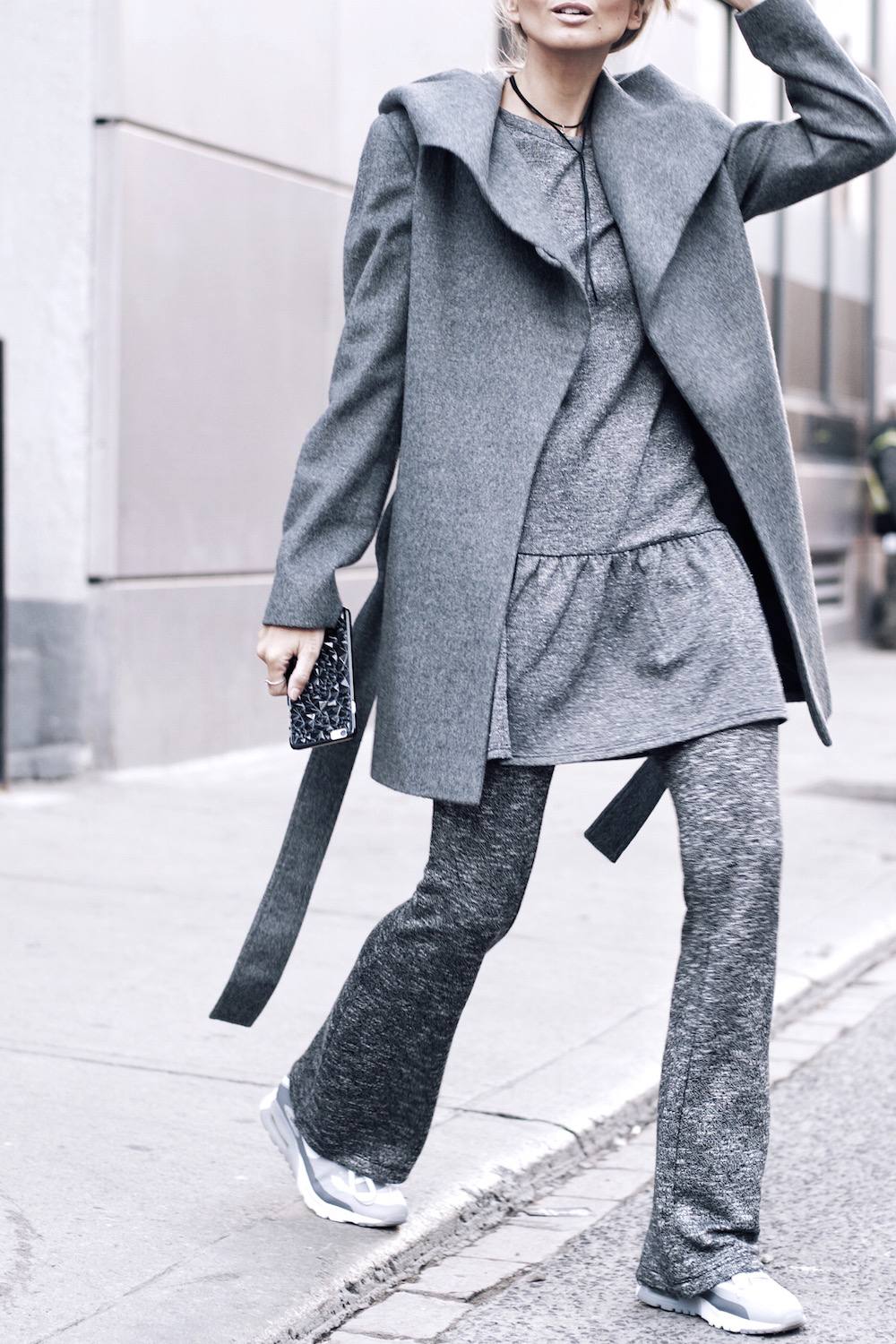 All grey outift monochrome street style 10